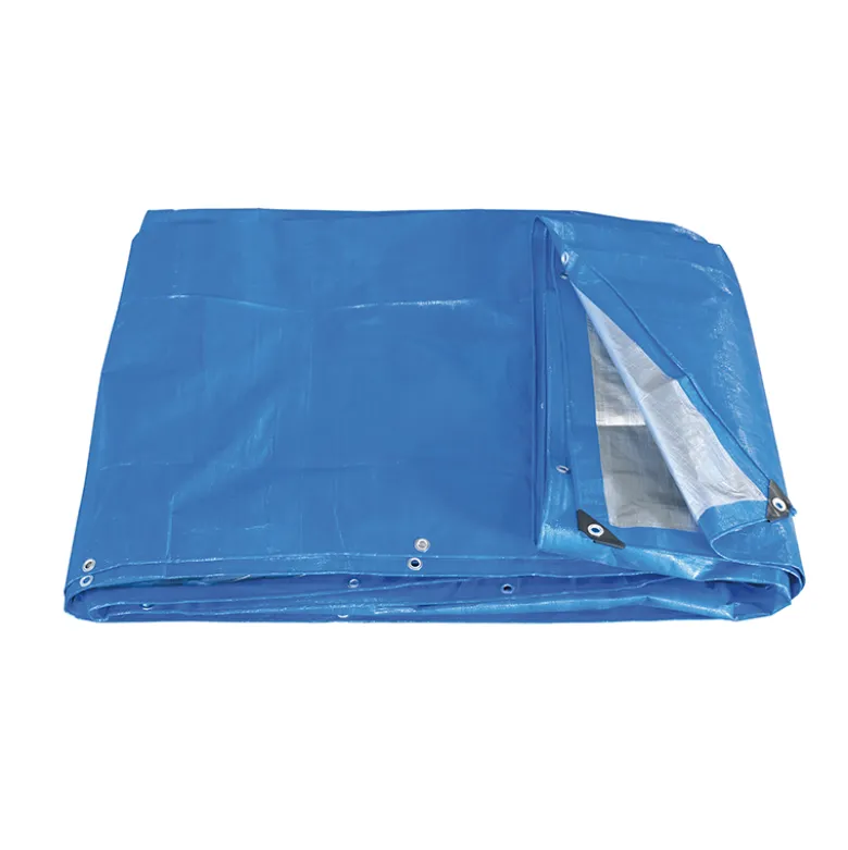 TELO IN POLIETILENE PESANTE ANELLATO BORDATO, BICOLORE GRIGIO - BLU